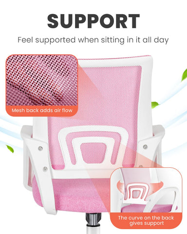 Neo Chair lumbar support backrest promotes proper posture during tasks.