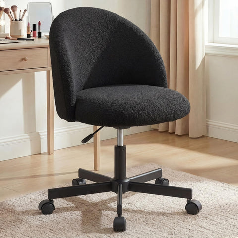 NEO CHAIR office vanity chair with teddy fabric offers cozy, focused seating.