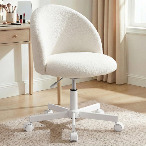NEO CHAIR vanity chair with wheels, smooth movement for desk tasks.