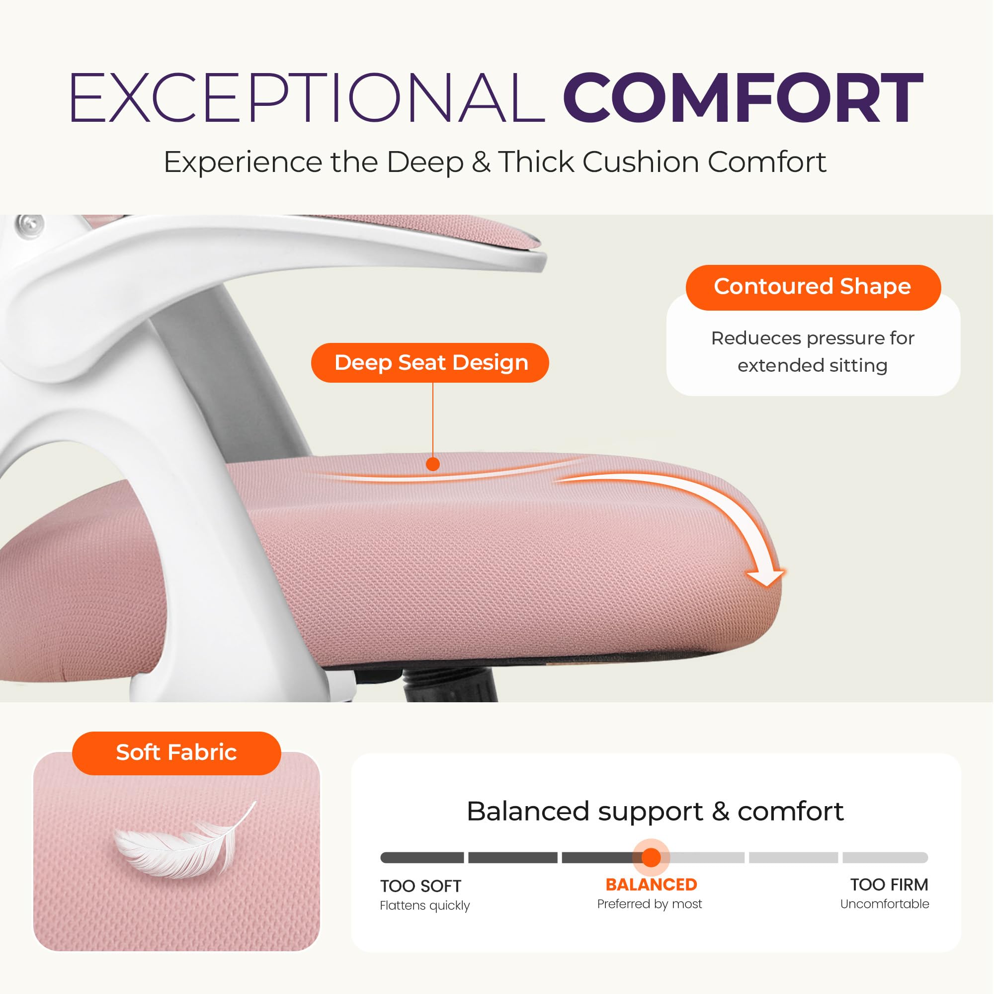 NEO CHAIR pink adjustable height for personalized desk alignment