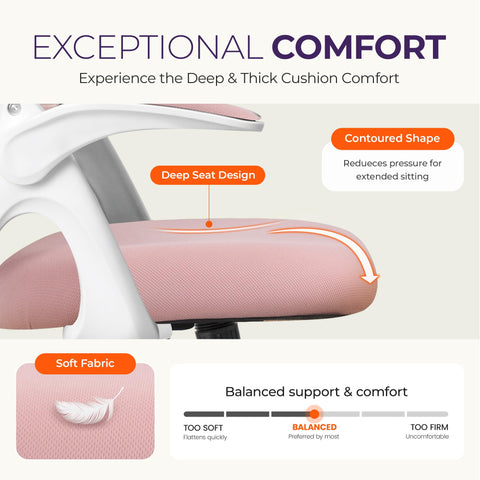 NEO CHAIR pink adjustable height for personalized desk alignment