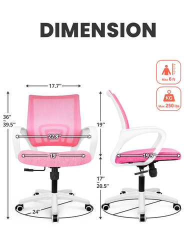 Neo Chair pink cushion provides thick foam comfort for long sessions.