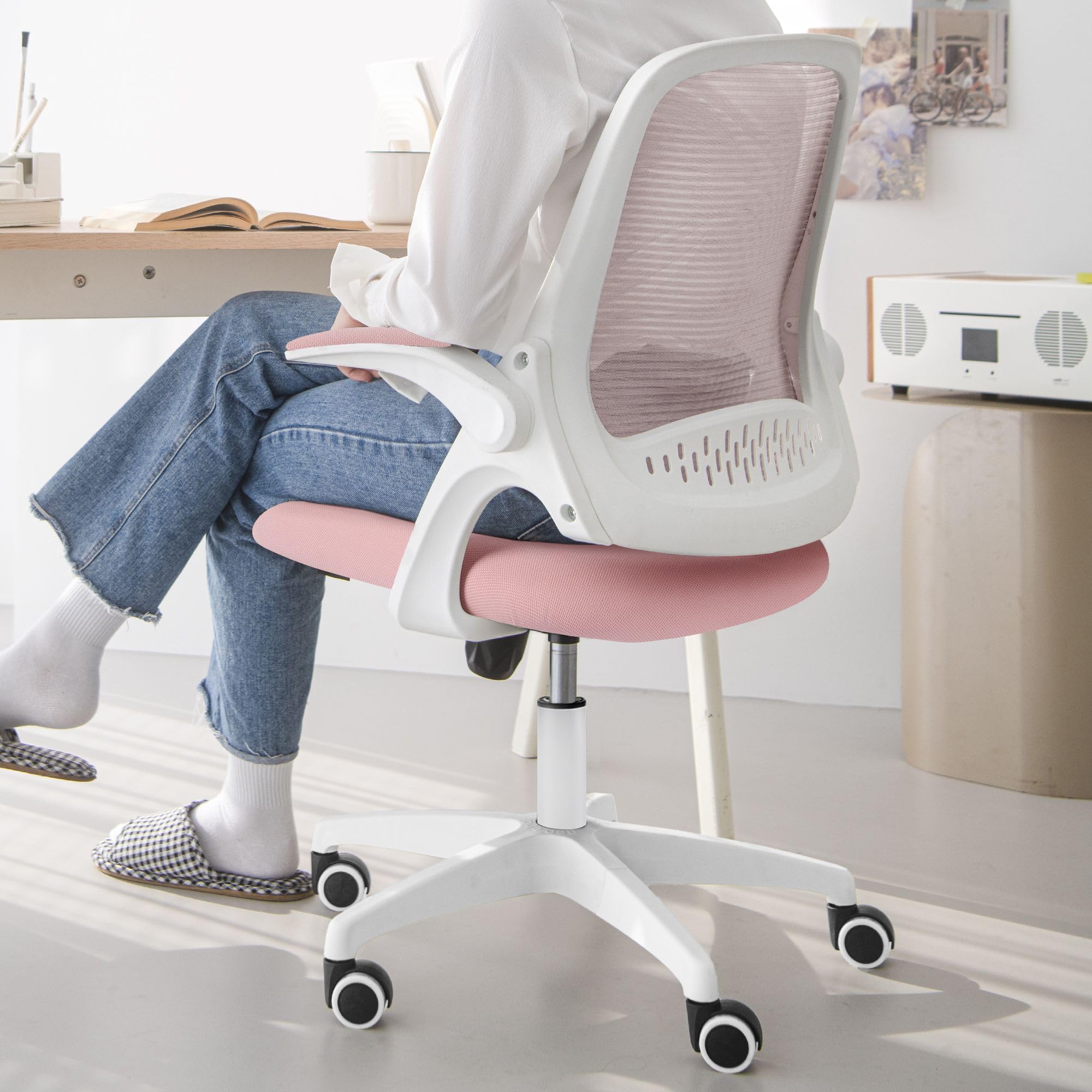 NEO CHAIR pink durable base supports steady daily use