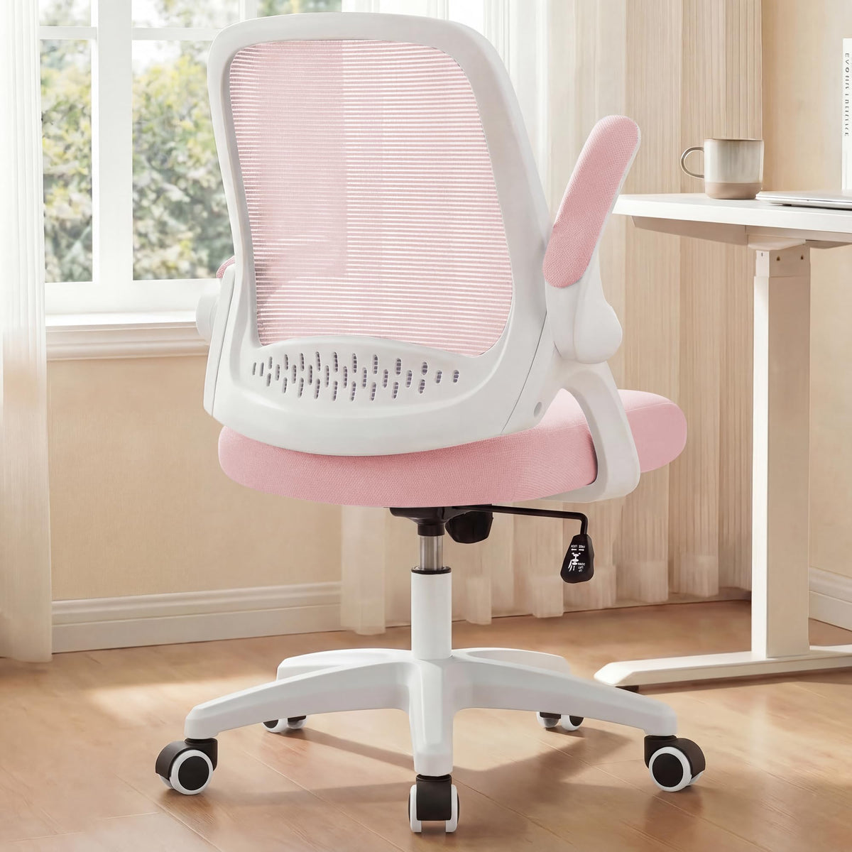 NEO CHAIR pink mesh backrest for breathable comfort during work