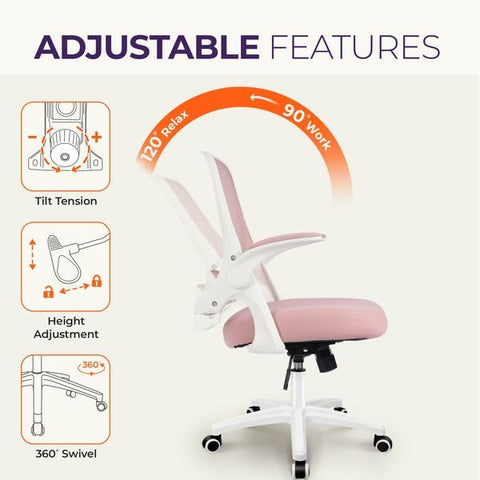 NEO CHAIR pink smooth-rolling wheels for stable movement