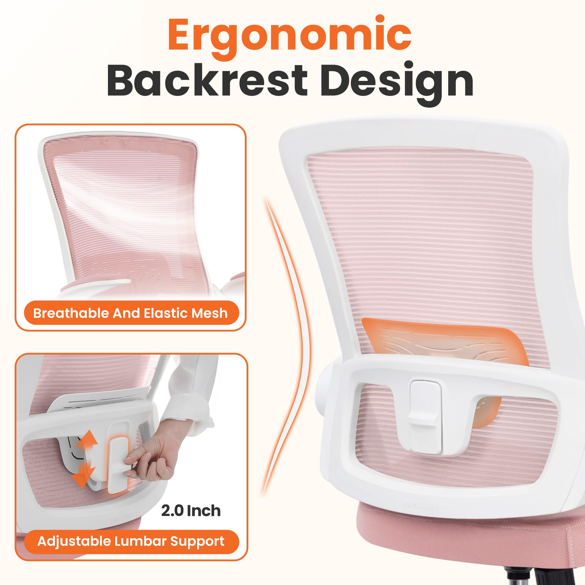 NEO CHAIR pink waterfall-seat cushions sit evenly for lasting comfort