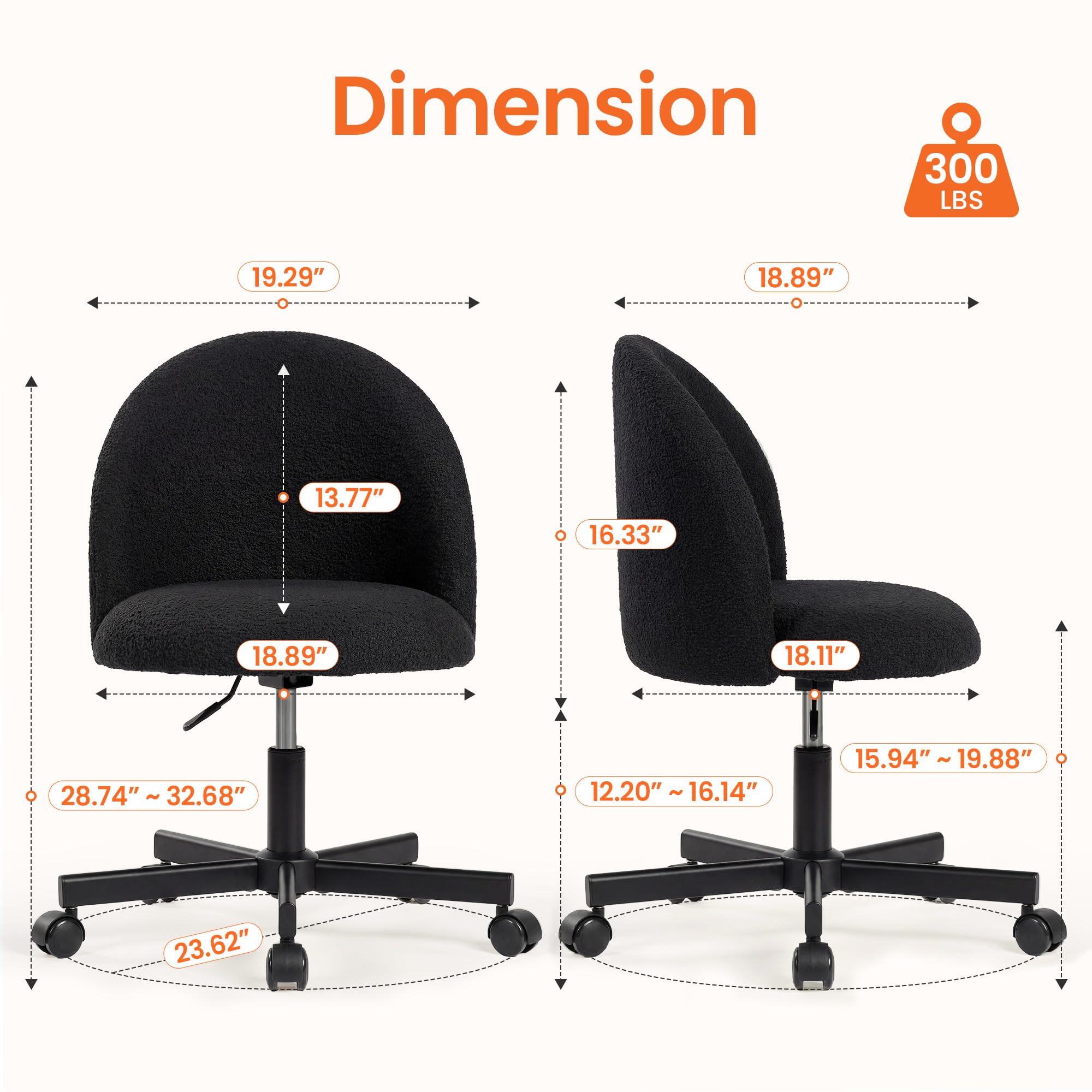 NEO CHAIR seat close-up shows plush teddy fabric for soft, comfortable support.