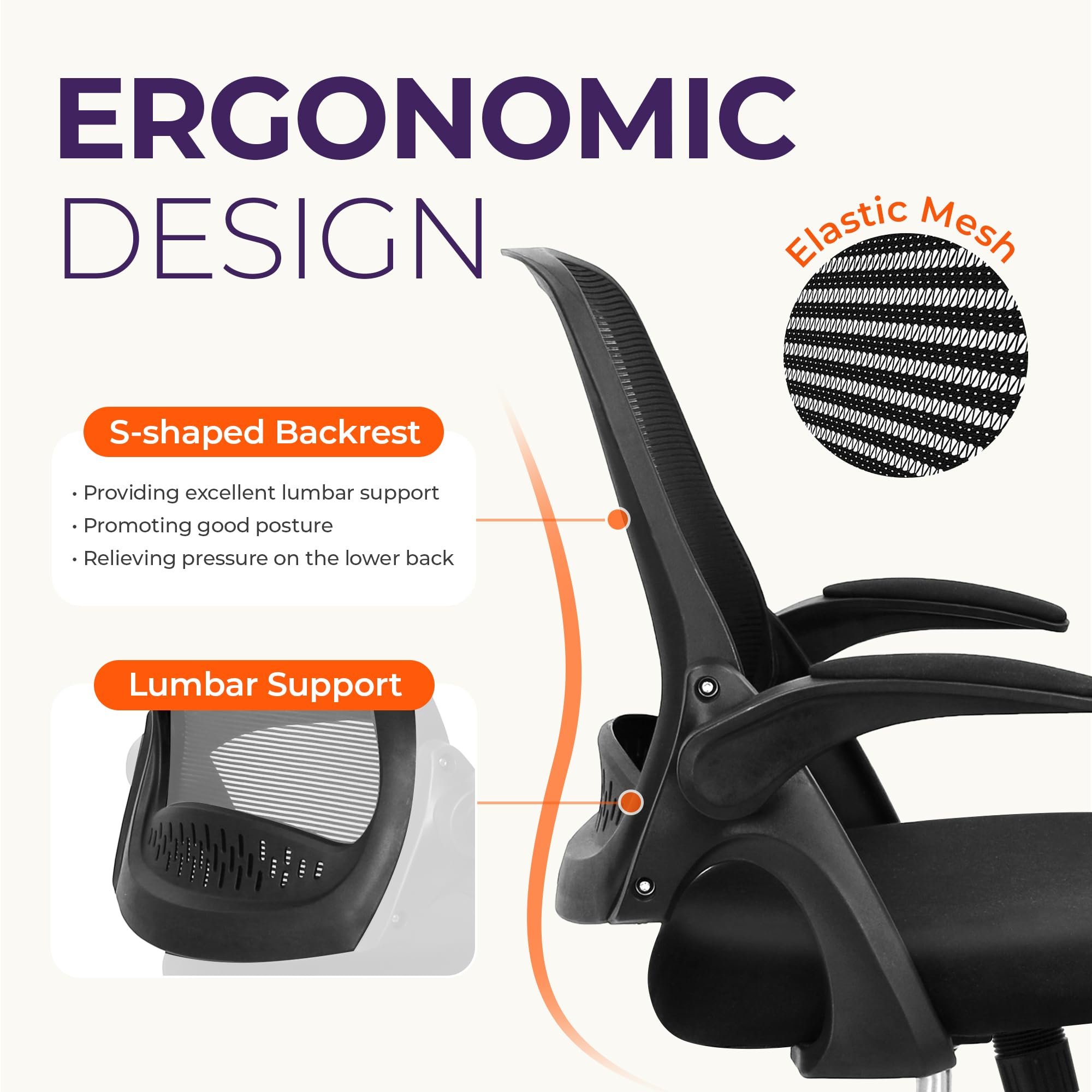 NEO CHAIR compact design fits under desks with ease.
