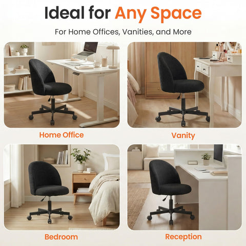NEO CHAIR space-saving design fits small desks and vanities.