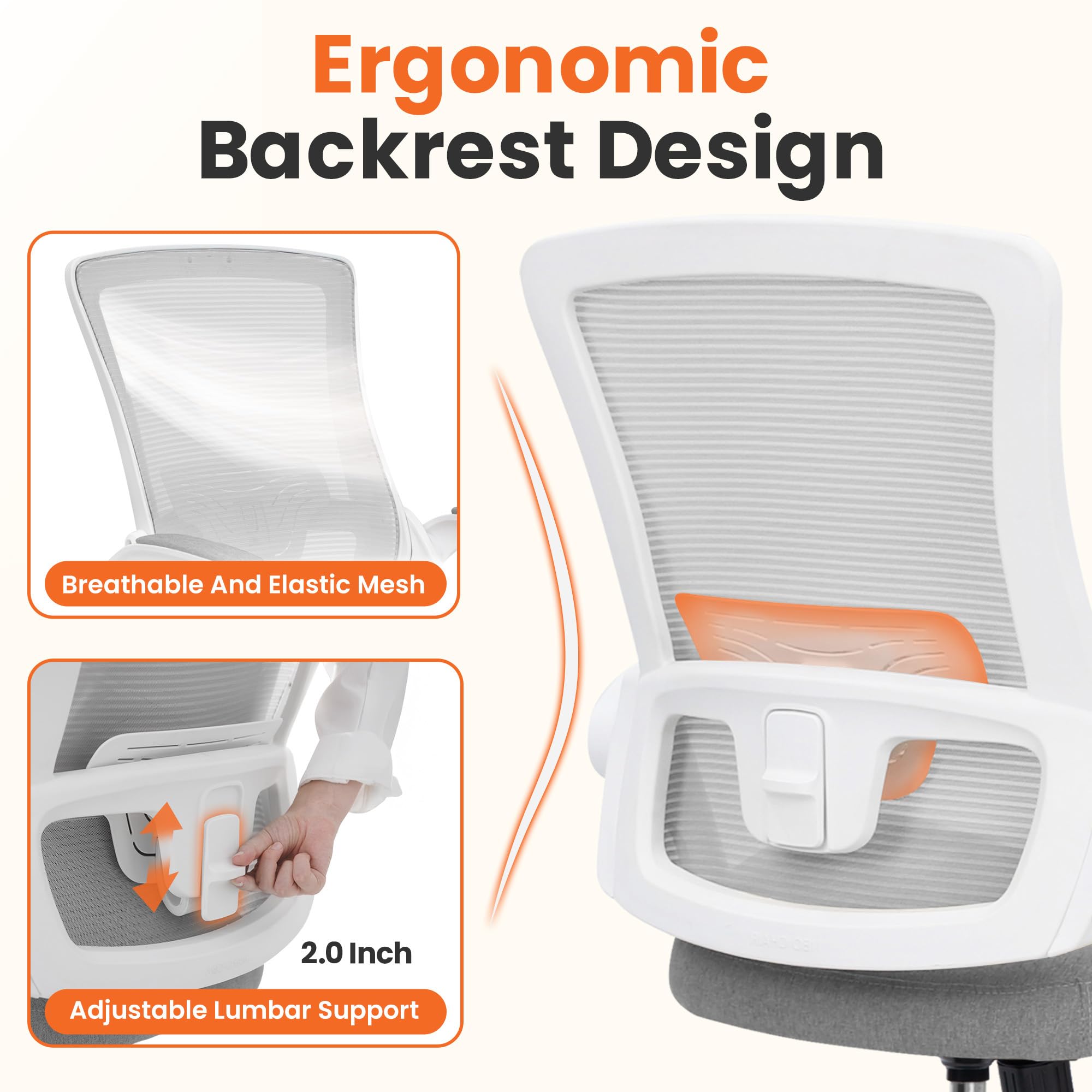 NEO CHAIR waterfall-seat ensures balanced pressure distribution for comfortable posture