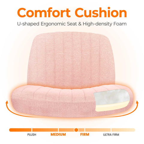NEO CHAIR wide pink seat enables spacious comfort for productivity at home.