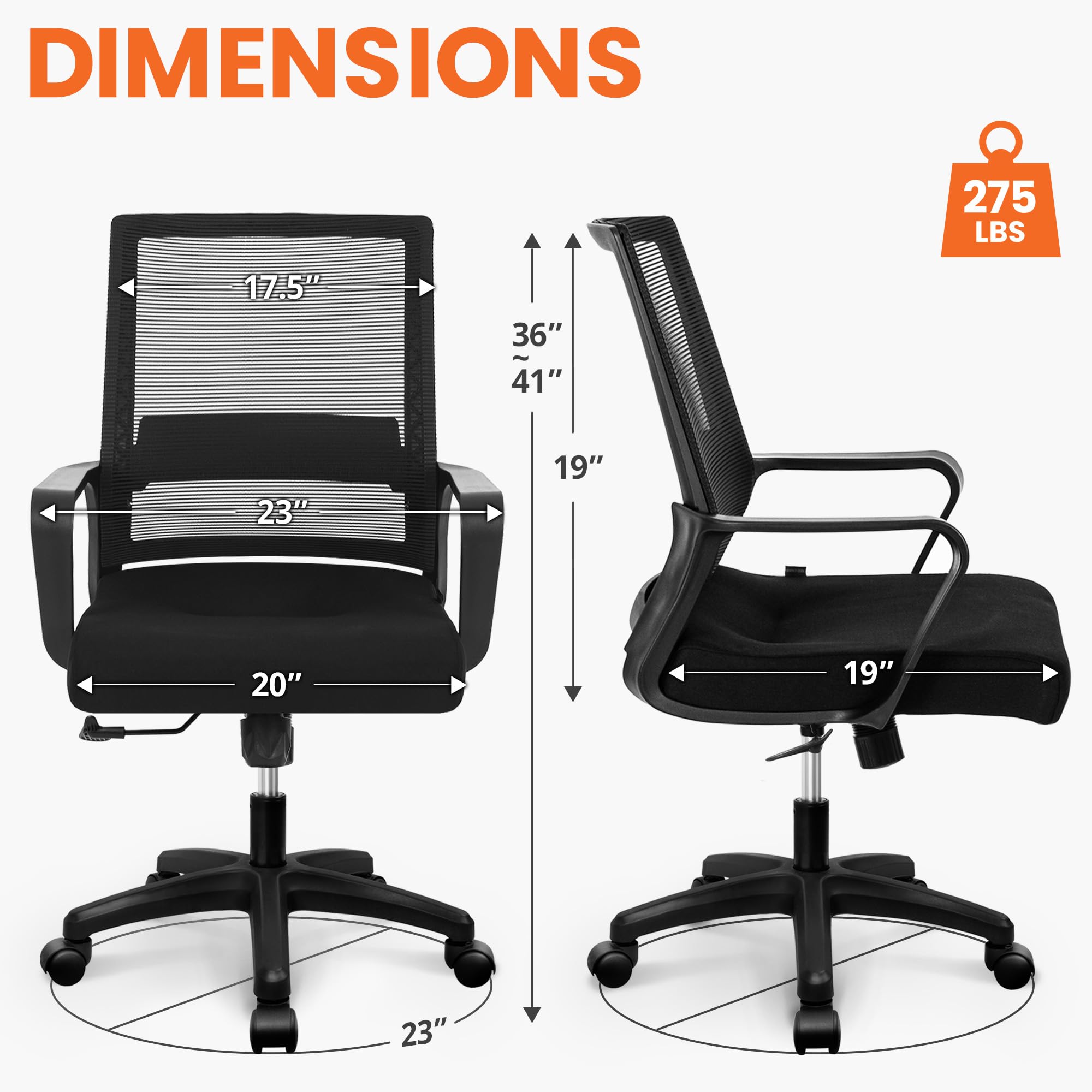 NEO CHAIR wide seat with high-density foam for all-day comfort