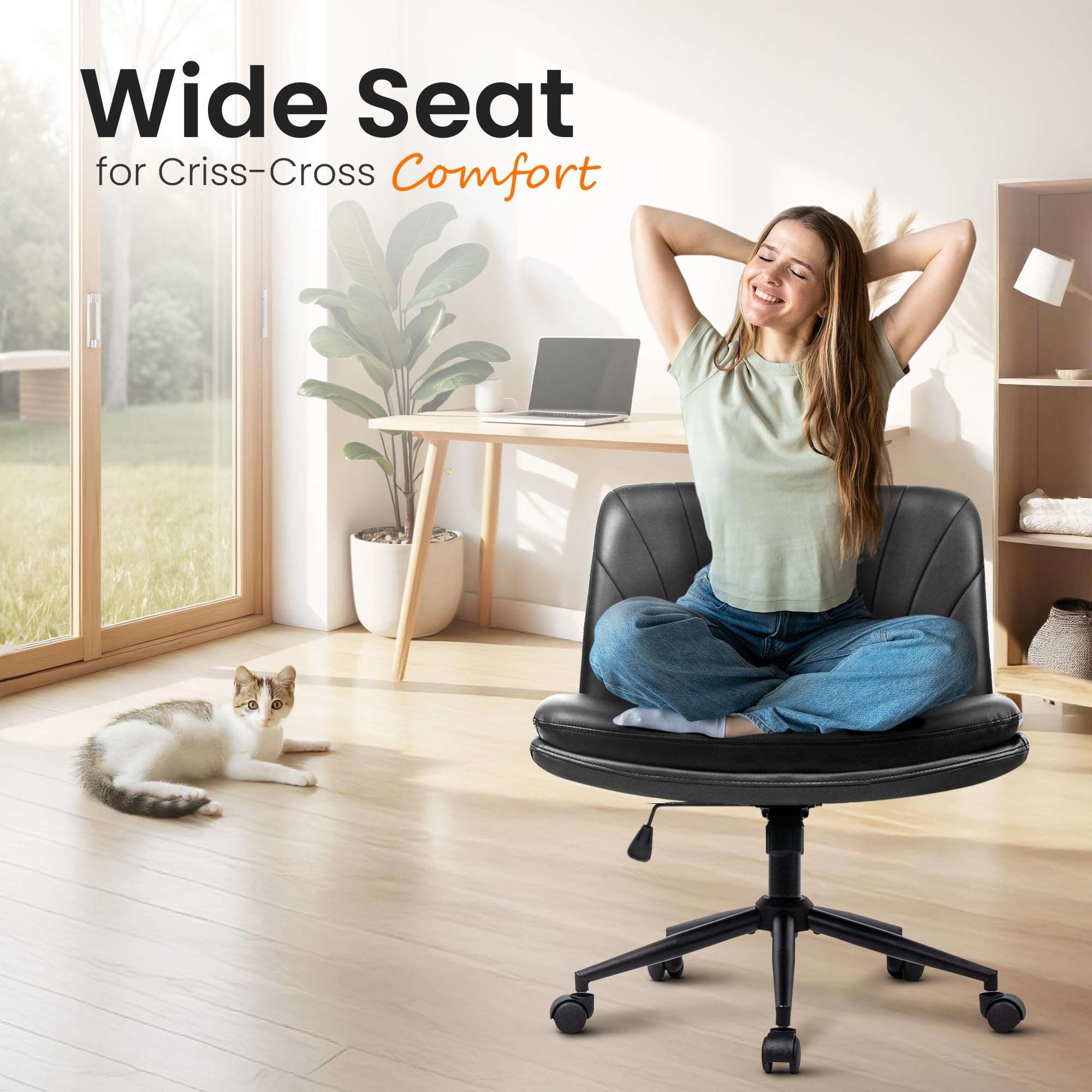 NEO CHAIR wood inner support adds sturdy base for long tasks