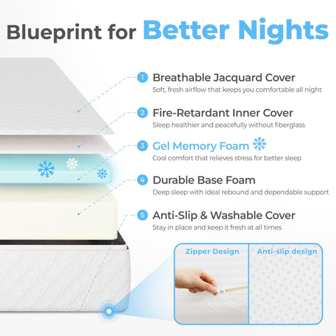 Neo Sleep Twin 8in removable cover for easy cleaning and care