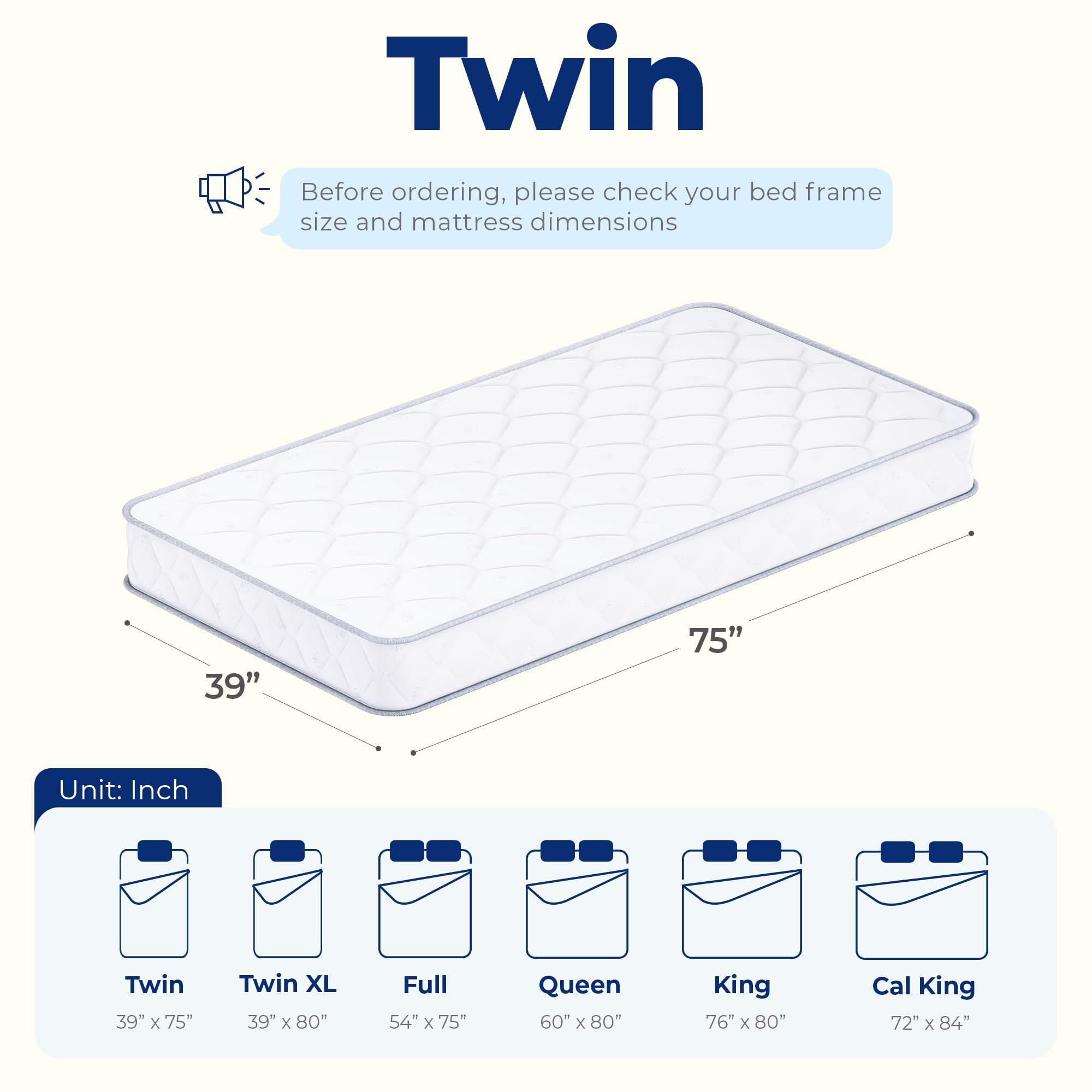 Neo Sleep Twin soft comfort foam layer atop coils provides balanced support.