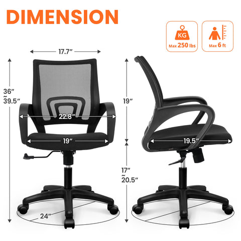 NEO CHAIR 360-degree swivel and smooth wheels enable easy desk movement