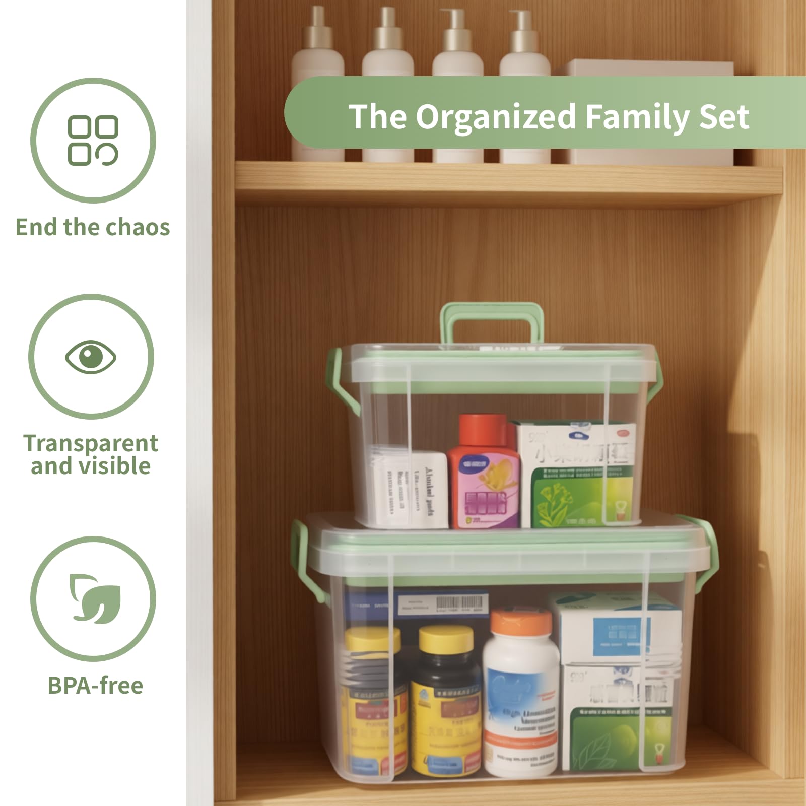 NEOCUPPIXE large medicine organizer showing bottles and clear visibility