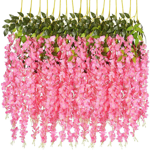 Neoones wisteria garland pink 3.75ft strings, ideal for wedding decor and ambient walls.