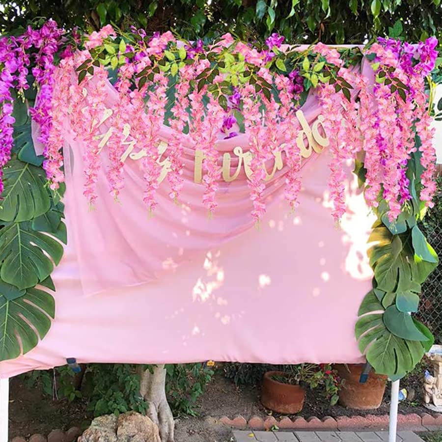 Neoones wisteria vines outdoor décor pink, weather-friendly beauty for balconies and porches.