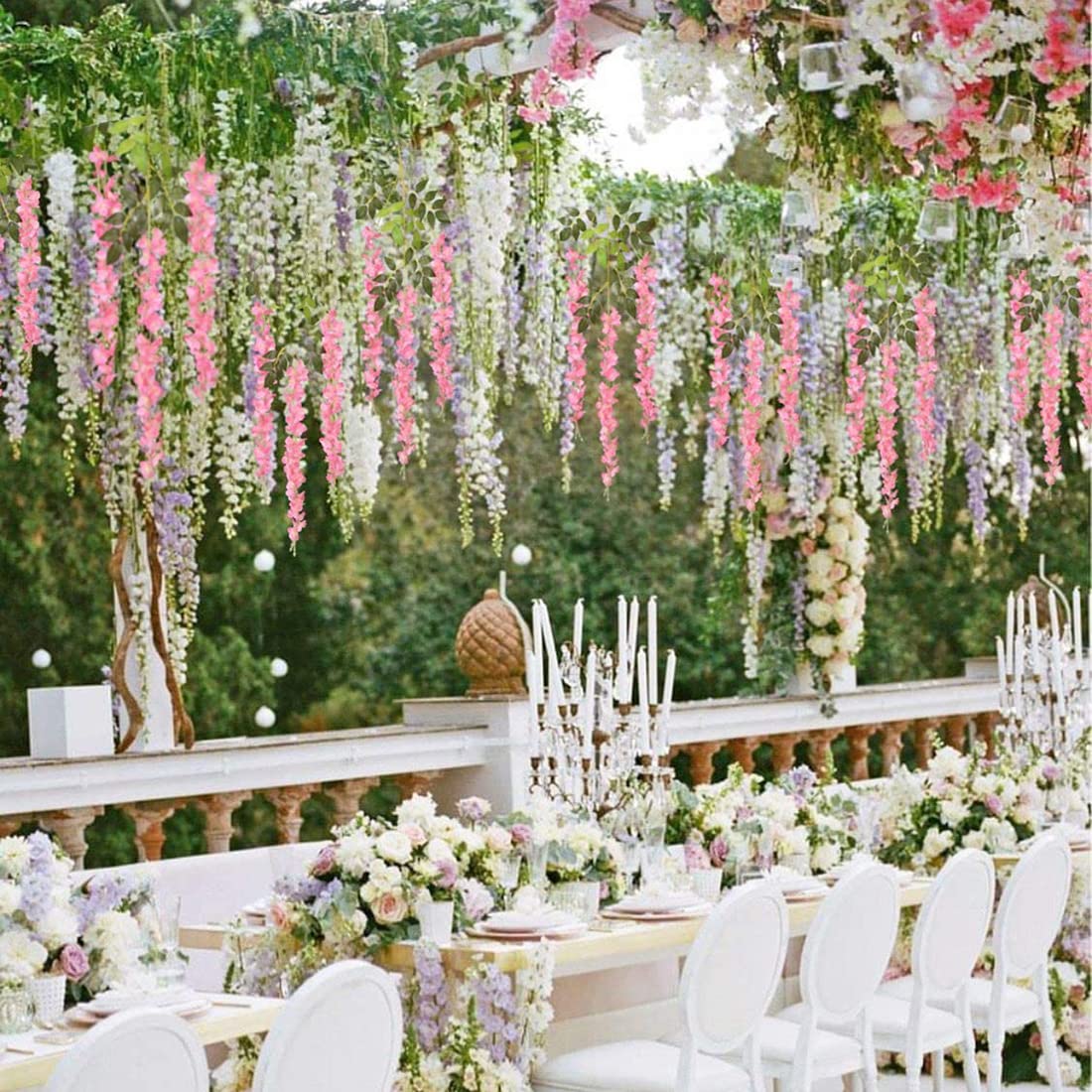 Neoones wisteria vines wall decoration pink, adds natural charm to gardens and patios.