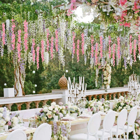 Neoones wisteria vines wall decoration pink, adds natural charm to gardens and patios.