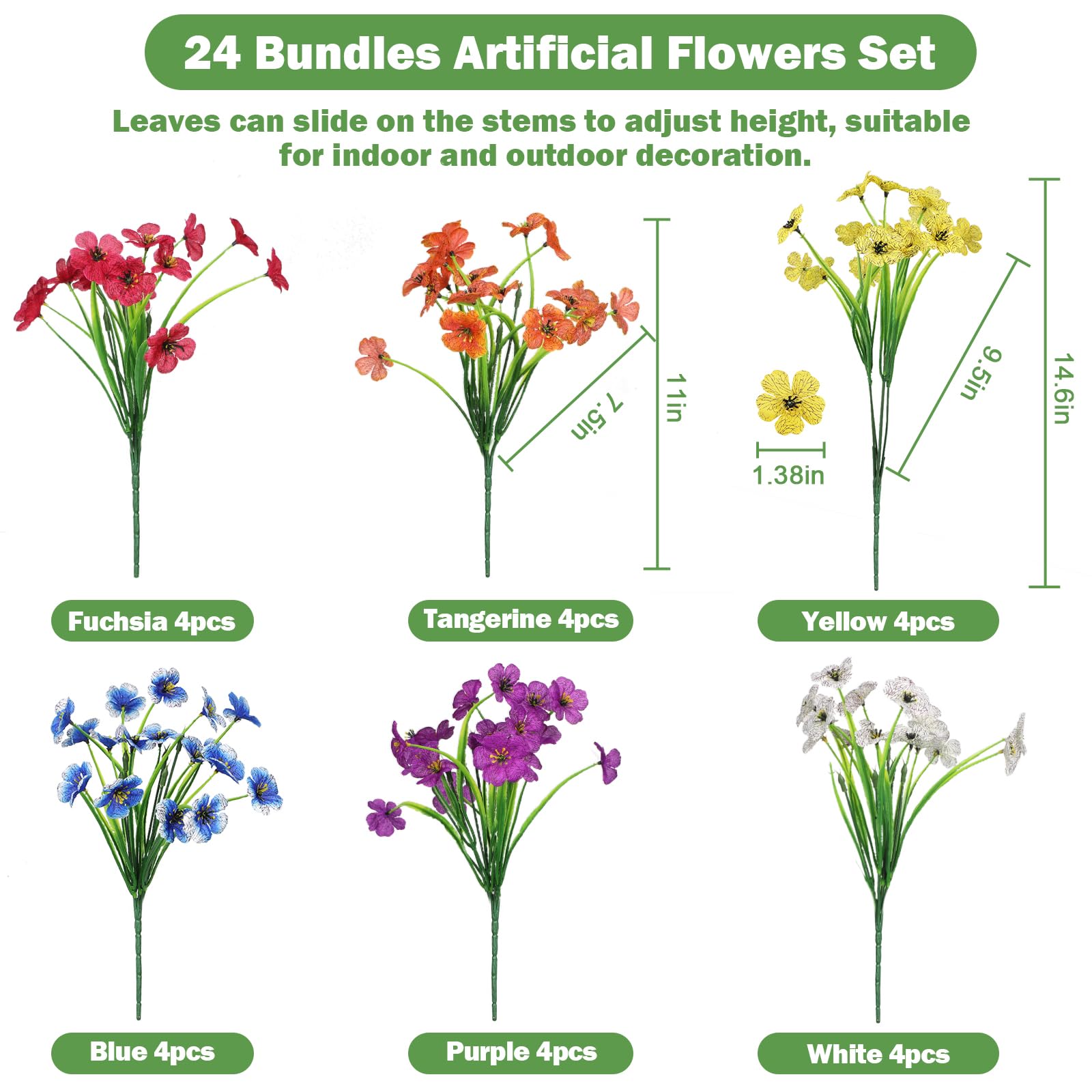 Nepfaivy six-color artificial flowers for versatile garden display.