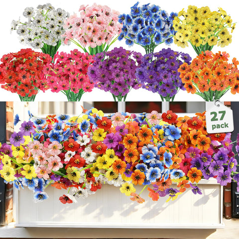Nepfaivy outdoor 27-bundle fake flowers brighten planters with bold color