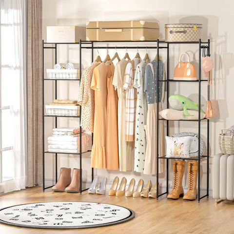 Neprock portable closet wardrobe hang rod supports hanging clothes, keeping outfits wrinkle-free and accessible.