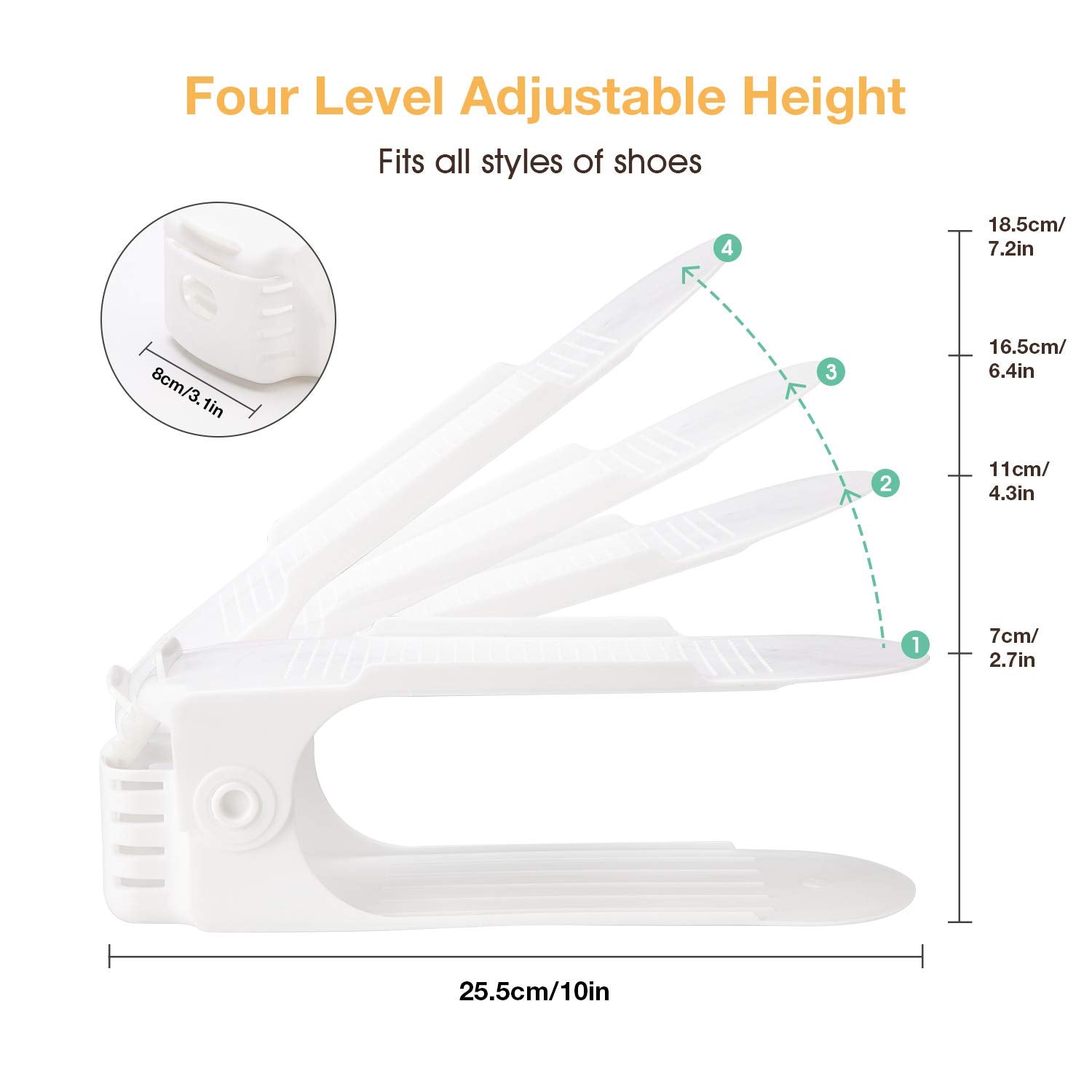 Neprock shoe organizer anti-slip top flaps keep shoes in place on shelves.
