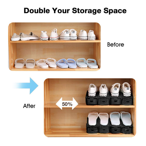 Neprock Shoe Rack double-stack layout holds two pairs per footprint.