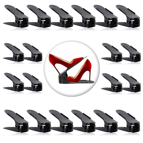 Neprock Shoe Rack top view showing space-saving double-stack design.