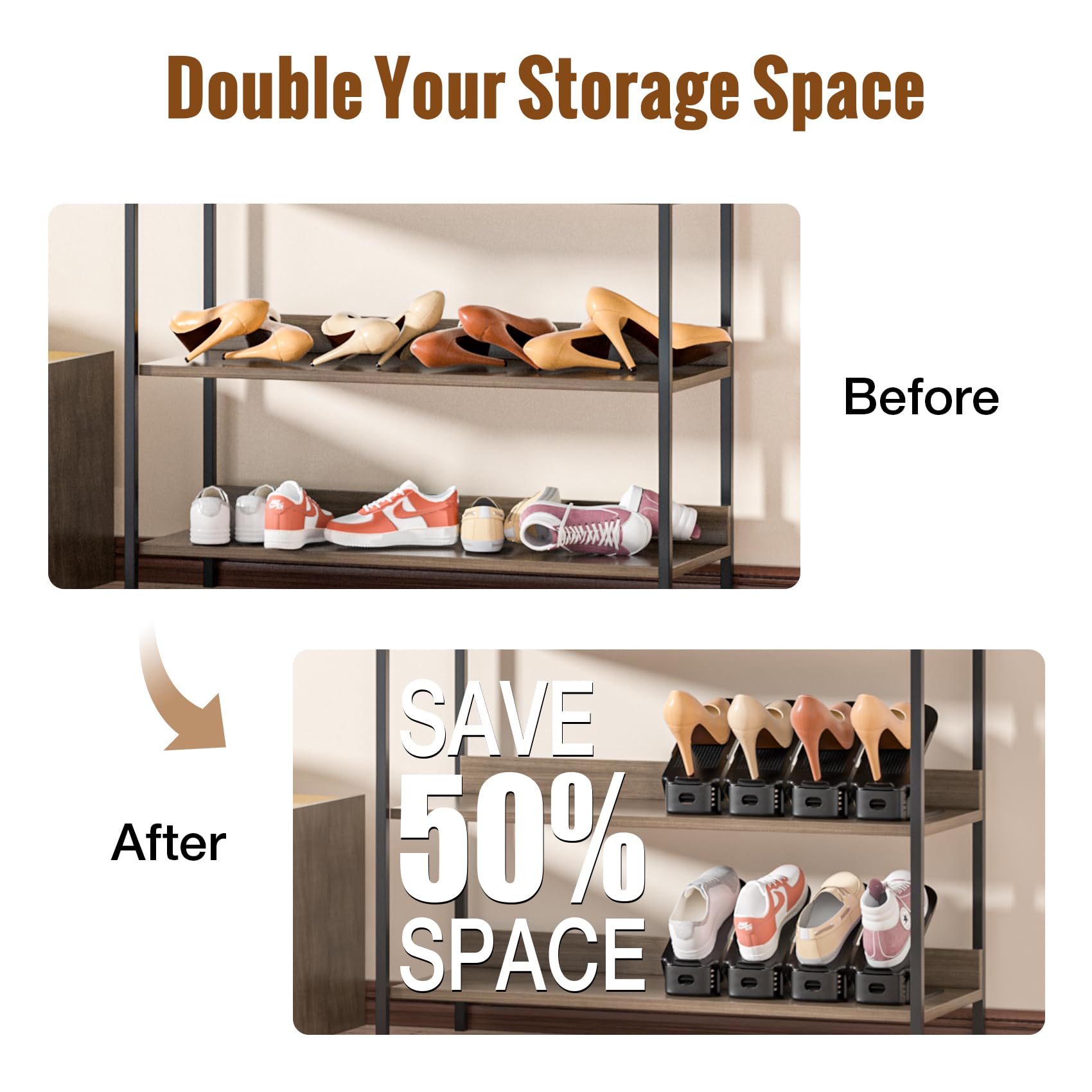 Neprock Shoe Slots Organizer durable ABS and non-toxic plastic.