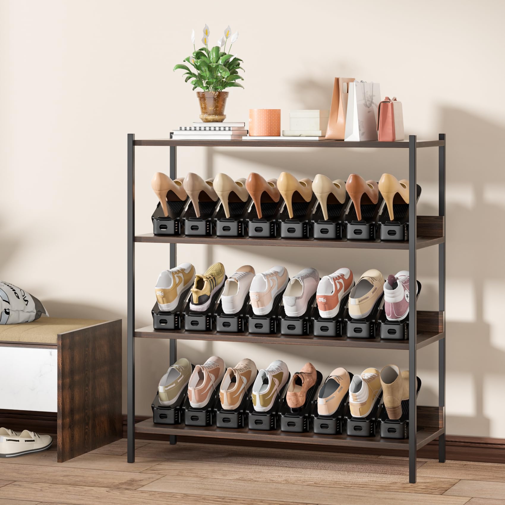 Neprock Shoe Slots Organizer fits closet or entryway storage.