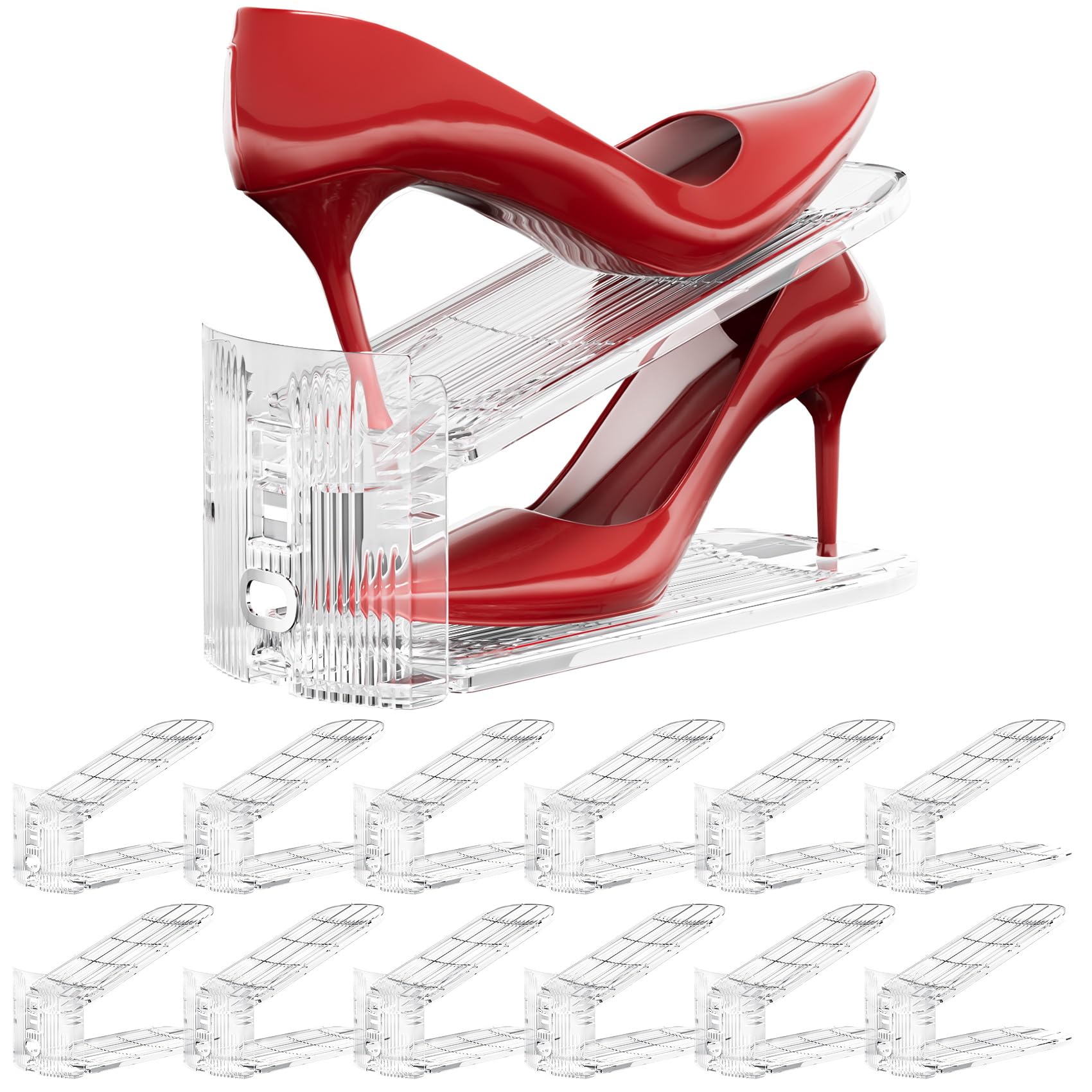 Neprock shoe slots organizer on a closet shelf for neat storage