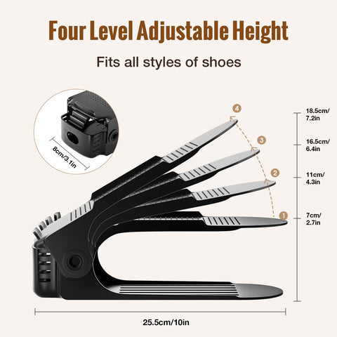 Neprock Shoe Slots Organizer stacked view shows two pairs per slot.