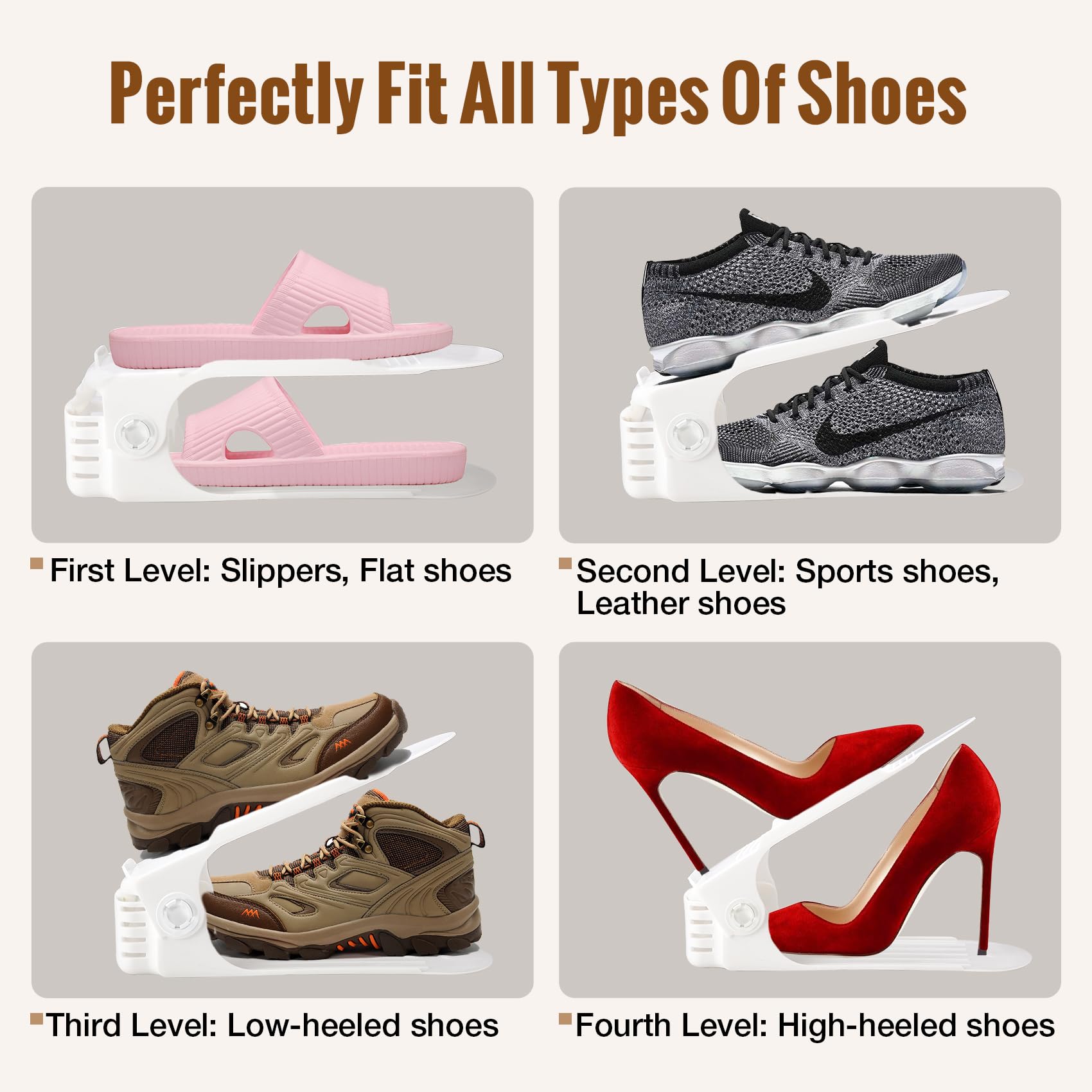 Neprock Shoes Slots Organizer anti-slip design prevents shoes from slipping off slots