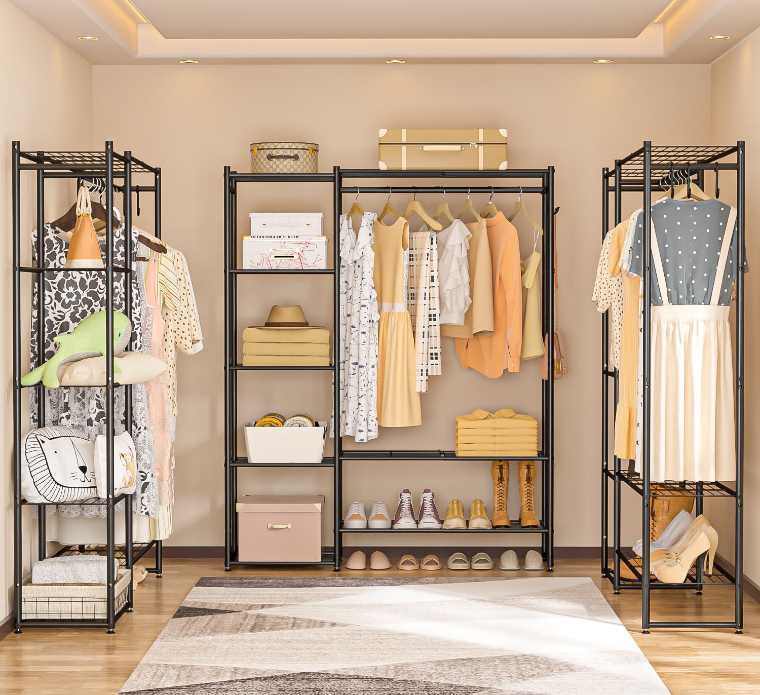 Neprock Wardrobe Closet sleek black finish complements many room styles.
