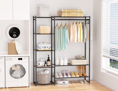 Neprock Wardrobe Closet top storage area fits suitcases for travel gear.