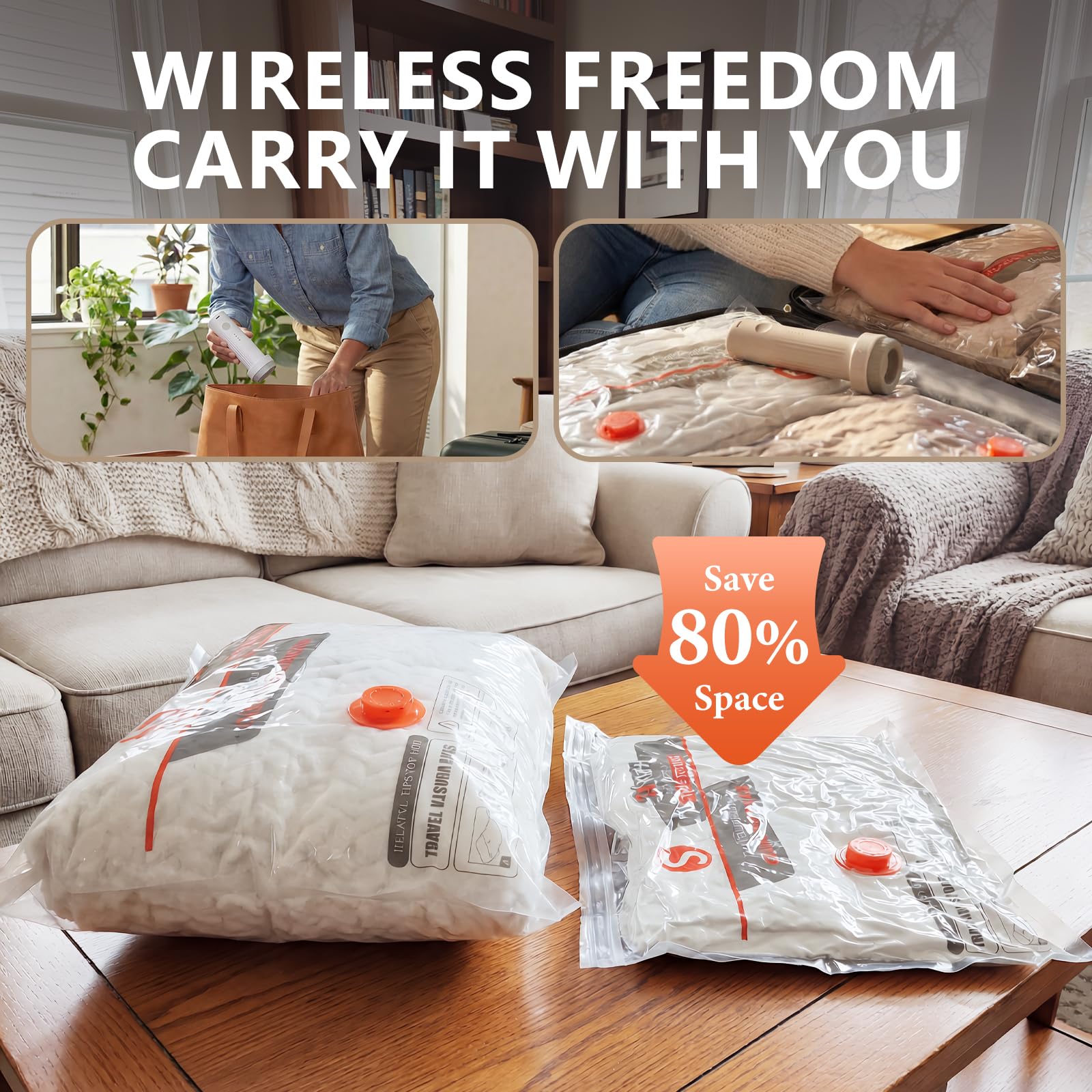 NESCCI 1500mAh rechargeable pump delivers fast vacuums on trips.