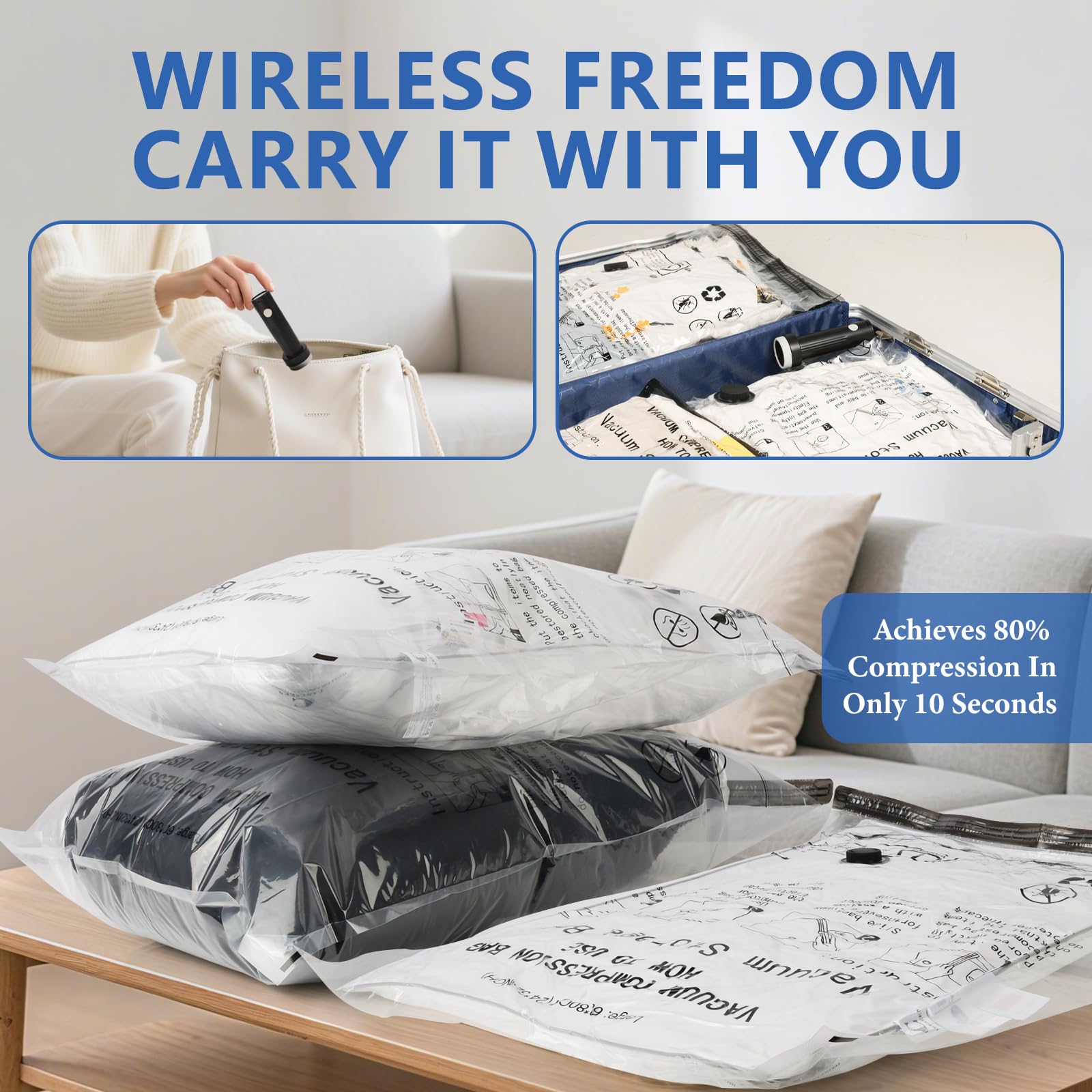 Compact carry-on friendly packaging cubes maximize packing efficiency.