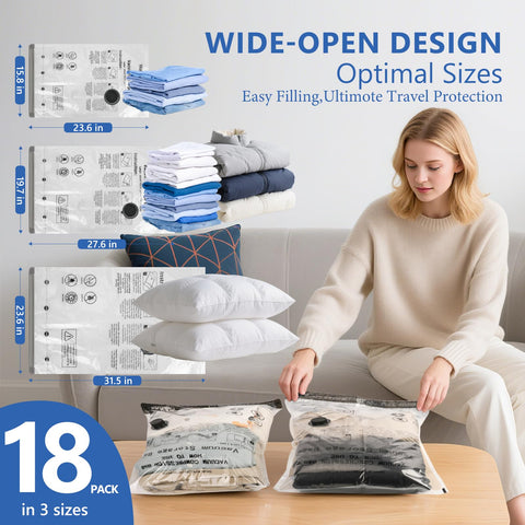 NESCCI vacuum bags sealed with strong double zipper for secure storage.
