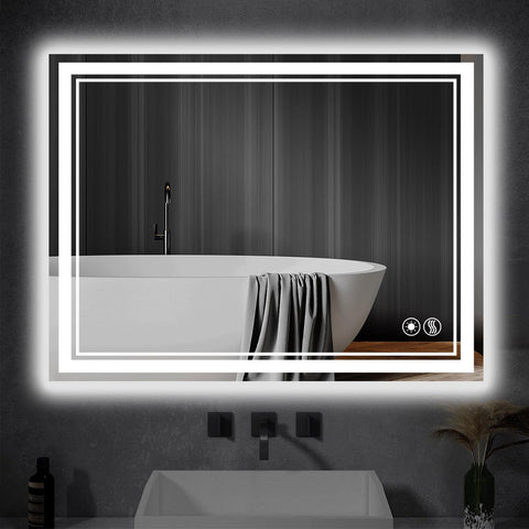 NESDCC 24x36 LED bathroom mirror with front and back lighting for a clear reflection