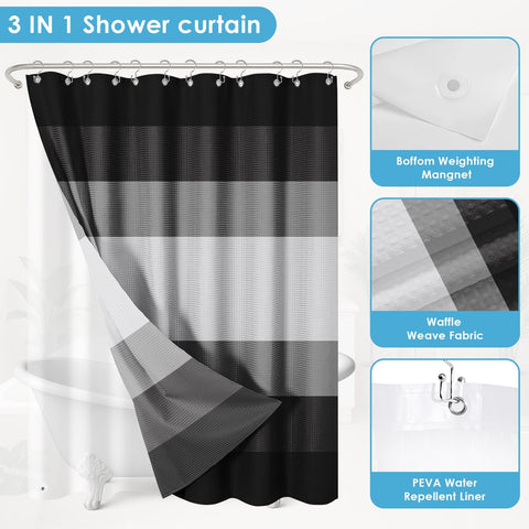 Nesphy 72x72 curtain fits standard showers for easy setup.