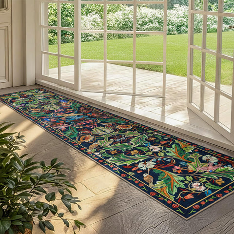 nesrt botanical runners boho-forest-escape featuring birds and florals for calming entryways