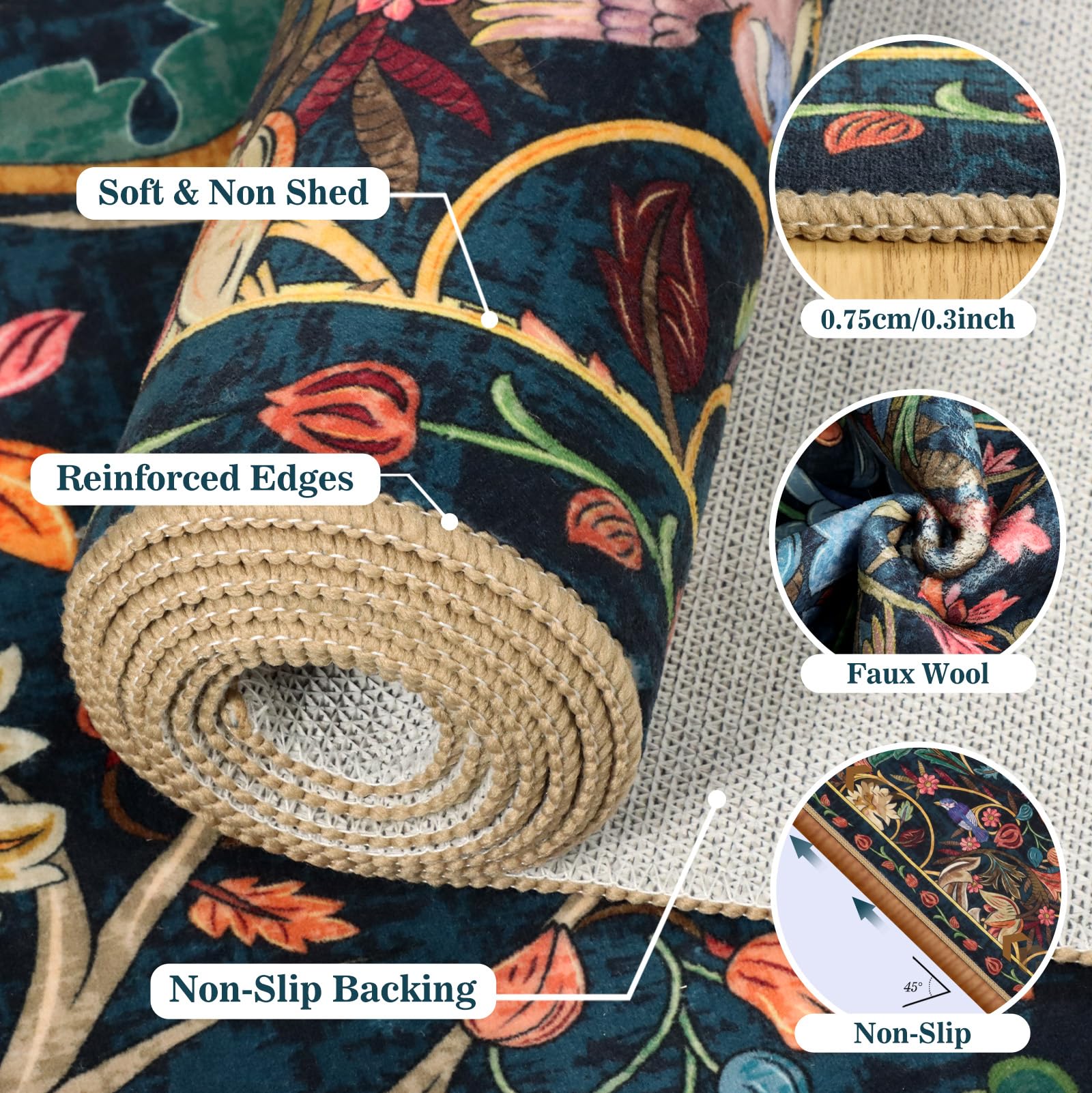 nesrt botanical runners soft-pile 0.3-inch for comfortable feet and easy traffic
