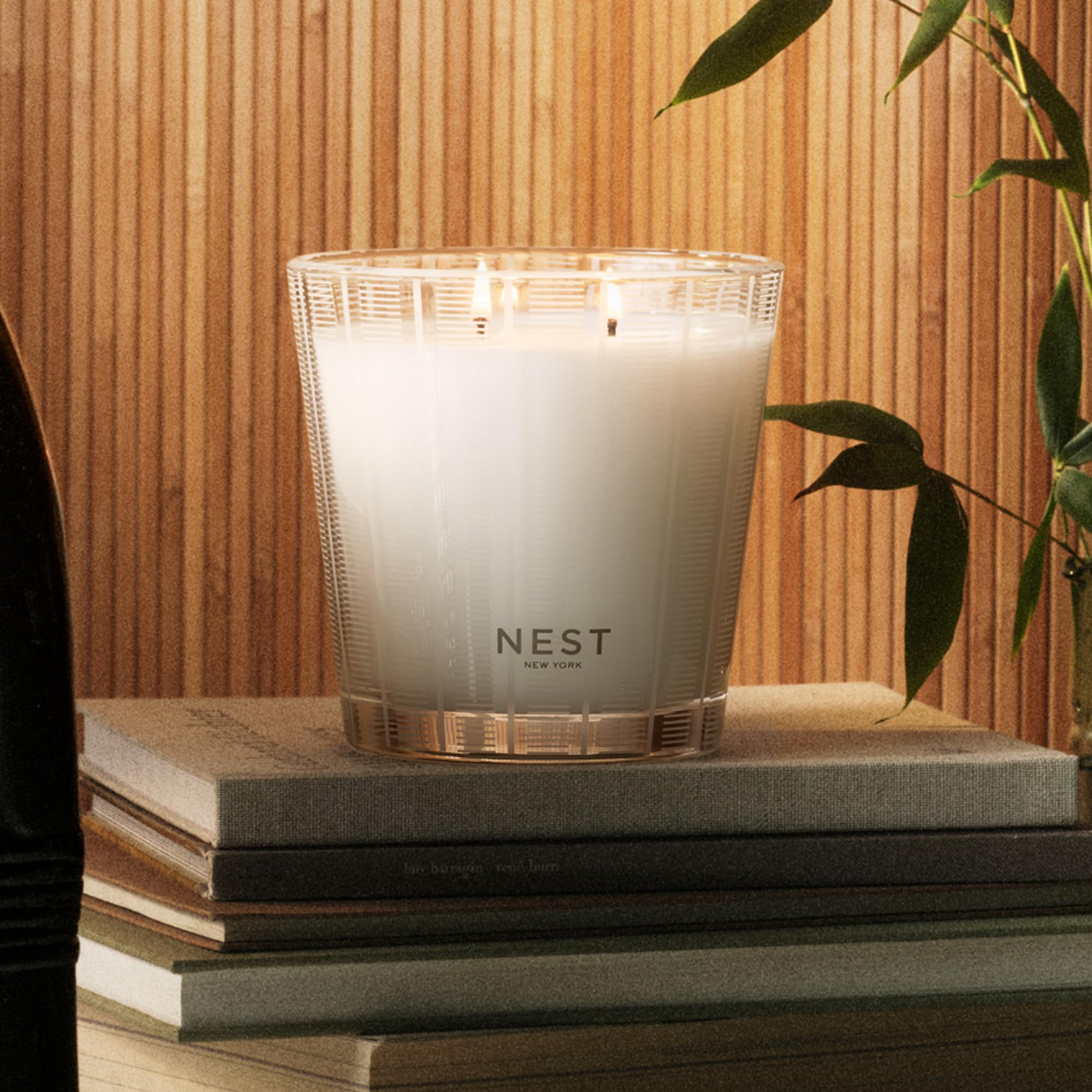 NEST New York Bamboo candle etched glass adds modern elegance
