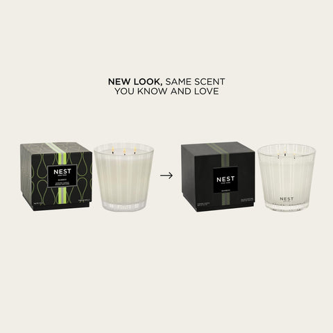 NEST New York Bamboo candle glass vessel detail showcases frosted stripes