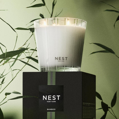 NEST New York Bamboo candle scent diffusion fills a room with floral notes