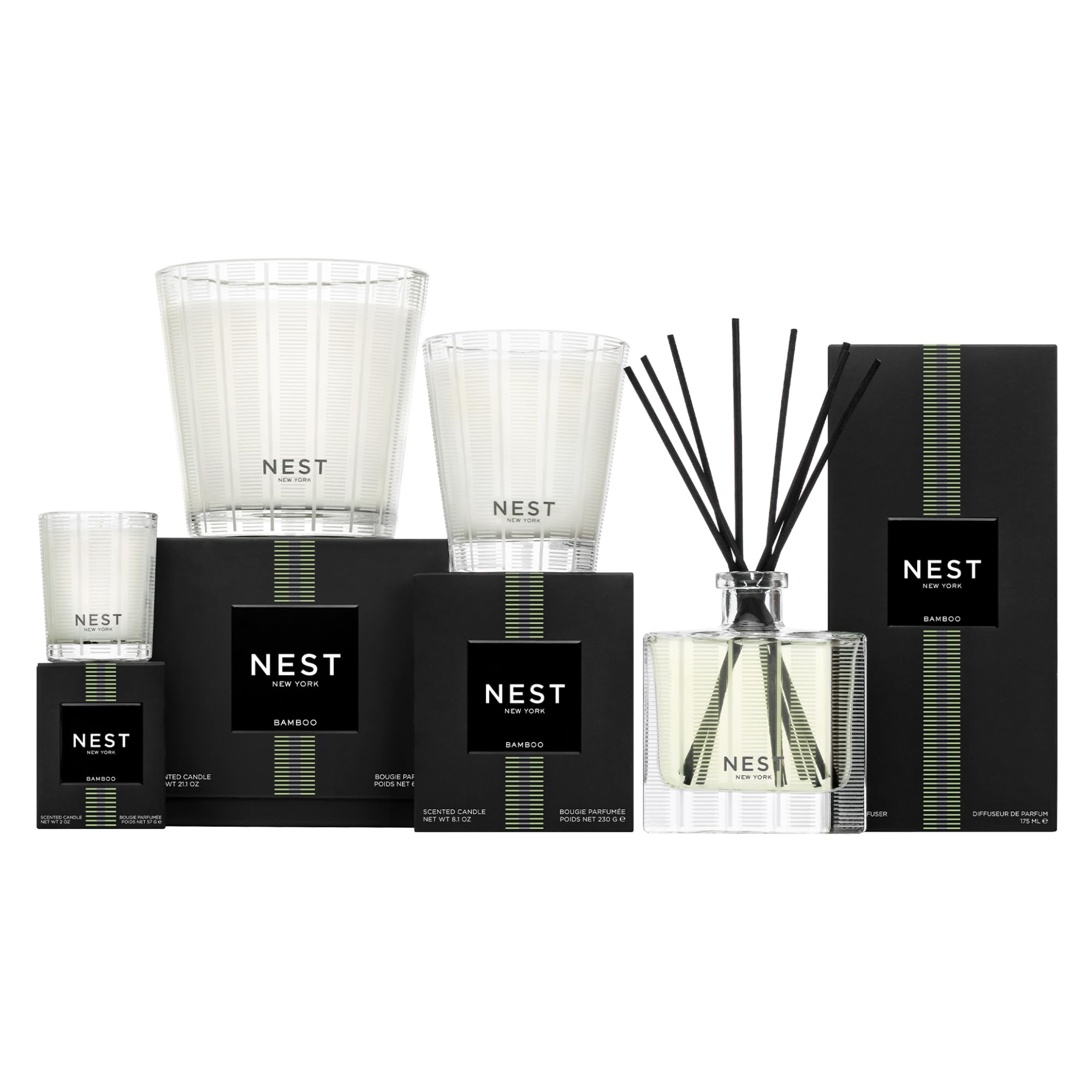 NEST New York Bamboo etched glass stripes elevate decor.