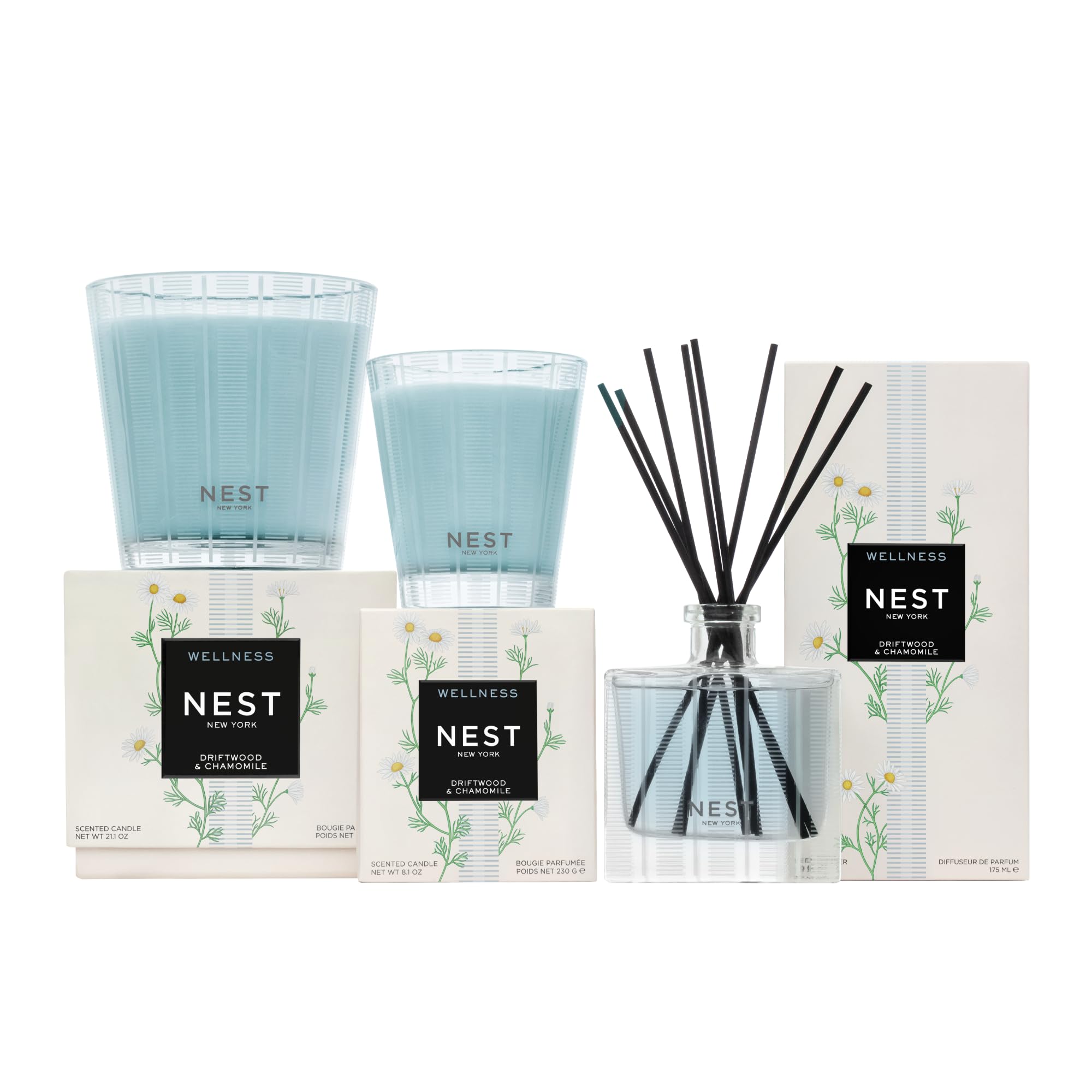 Nest New York Driftwood Chamomile candle reusable glass vessel for decor